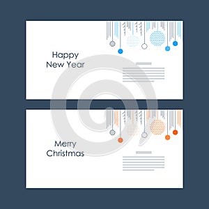 New Year, Christmas card template. Xmas minimalistic decoration vector