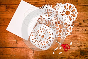 New Year/Christmas concept - paper snoflakes