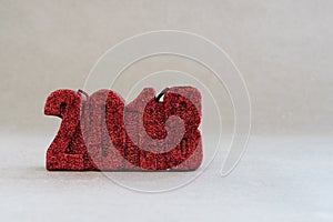 New Year Christmas decoration on rustic background. 2018