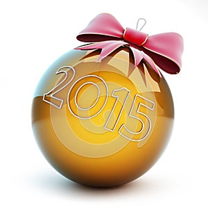New year 2015 christmas glass ball red bow