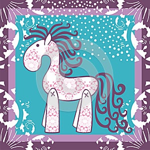 New year, christmas,horse. Vector elements for design.