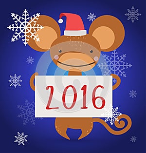 New Year Christmas monkey ape wild cartoon animal