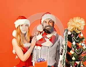New Year and Christmas time concept. Mister and Missis Claus