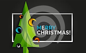 New Year Christmas tree banner, black background