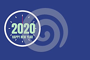 2020 New Year with clock on blue background