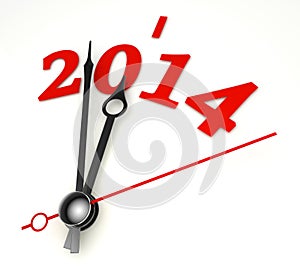 New year 2014 concept clock hands closeup