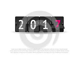 New Year concept. Flip clock changing to 2017