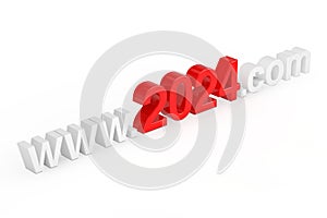 2024 New Year Concept. WWW 2024 Com Site Name. 3d Rendering