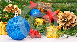 New Year, cones, Christmas balls, Christmas
