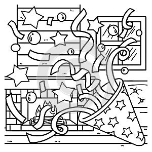 New Year Confetti Coloring Page for Kids