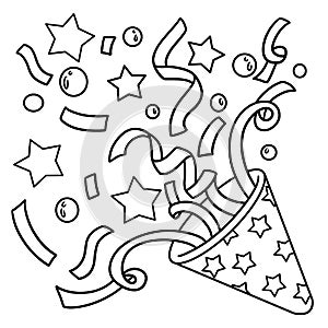 New Year Confetti Isolated Coloring Page for Kids