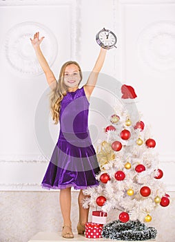 New year countdown. Last minute new years eve plans that are actually lot of fun. Girl kid santa hat costume with clock