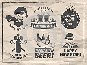 New year craft beer badges and stickes.