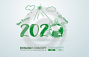 2020 new year in creative drawing environmental and eco-friendly