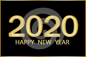 New Year Cretaive Background, banner, cover, postcard 2020. Golden inscription on a black background.