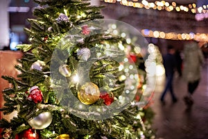 New Year decorations and Christmas atmosphere on a winter street in Moscow