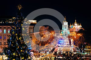 New year decorations on the Sophia`s Square photo