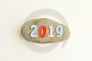 New Year decorative composition with 2019 numbers.