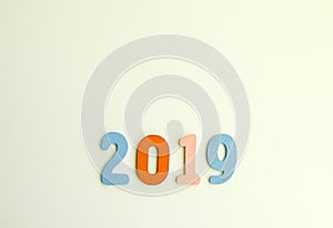 New Year decorative composition with 2019 numbers.