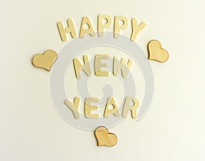 New Year decorative composition with letters and hearts