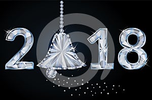 New 2018 year with diamond xmas bell