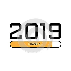 New year download screen. Progress bar almost reaching new year`s eve. Vector illustration with 2019 loading. Image for new start