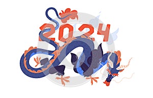 New year of the dragon concept. Asian zodiac symbol of 2024, oriental culture, beast from ancient Chinese mythology