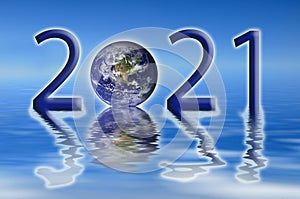 2021, new year for earth climage change and environment concept