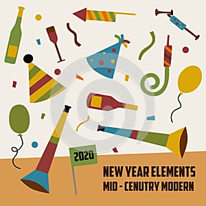 New Year Elements Mid Century Modern