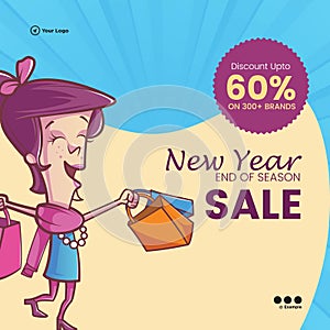 New year end of season sale banner design