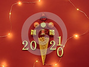 New year eve abstract christmas tree lights red