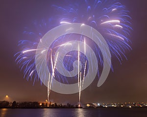 New year eve fireworks at gothenburg operan sweden