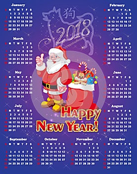 New year, festive calendar for 2018