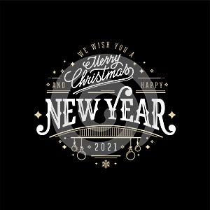 New year festive lettering 2021 on black background