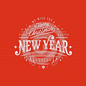 New year festive lettering 2021 on red background