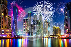 New Year fireworks display in Dubai, UAE