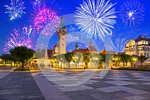 New Year fireworks display Sopot at the Molo, Poland