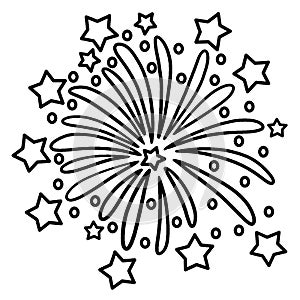 New Year Fireworks Isolated Coloring Page for Kids