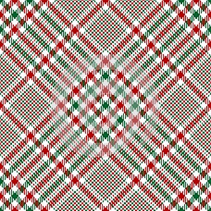 New Year glen plaid pattern in red, green, white. Seamless textured hounds tooth tartan check plaid graphic for tablecloth, skirt.