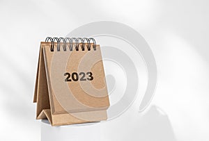 New year goals 2023, calendar on white background. Resolutions, plan and goals, checklist concept. New Year 2023