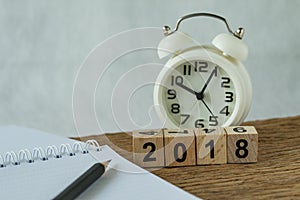 new year 2018 goals, target or checklist concept as number 2018