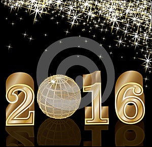 New year golden 2016 vector