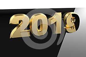 New year golden text 2019 3d rendering