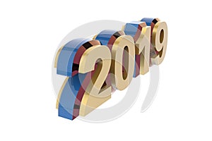 New year golden text 2019 3d rendering