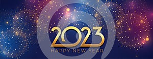 2023 new year grand celebration banner with firework bursting
