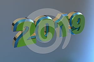 New year green text 2019 3d rendering