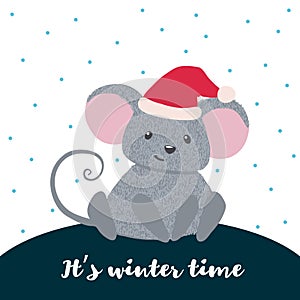 New Year greeting card with cute Mouse