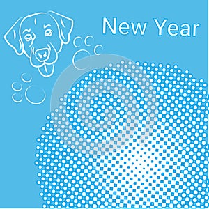 New Year Greeting Card Pop Art Comic Banner With Dog Holiday Decoration Design