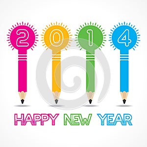 New year greeting with pencil bulb,2014