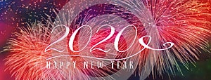 New Year Holiday 2020 background banner with fireworks.